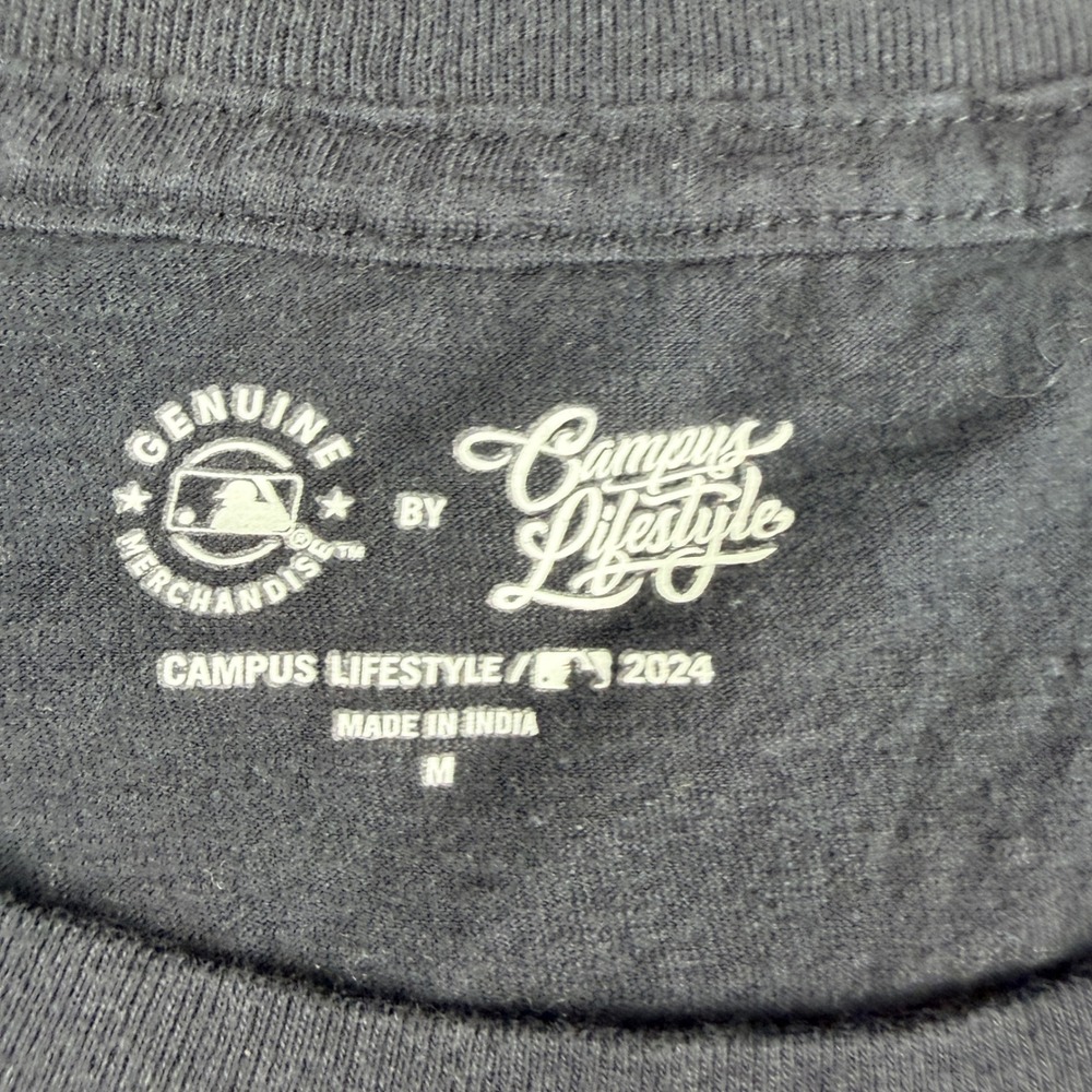 Campus Lifestyle MLB Atlanta Braves Navy Blue Tie Front Graphic T-Shirt Womens M - Picture 3 of 7